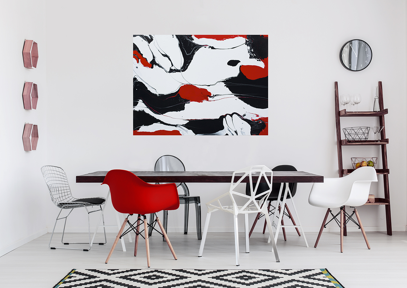 In Situ, Red and Black on White 2