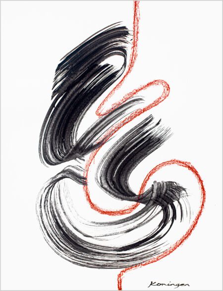 Black White no 5 minimal abstract painting on watercolour paper by Svein Koningen