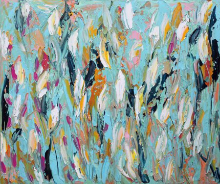 autumn-leaves-on-blue-lake